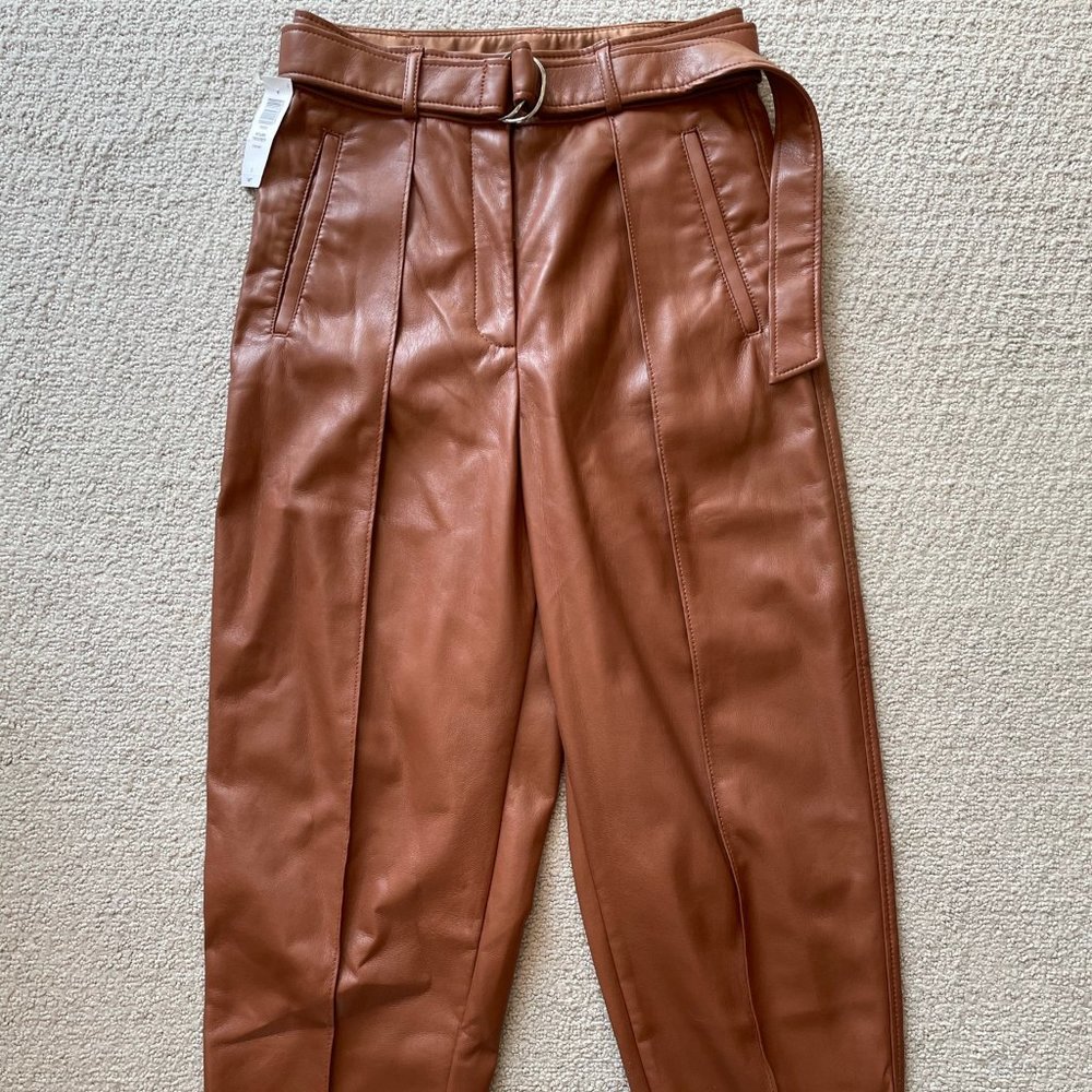 Aritzia | Cognac Babaton Vegan Leather Trouser (2)